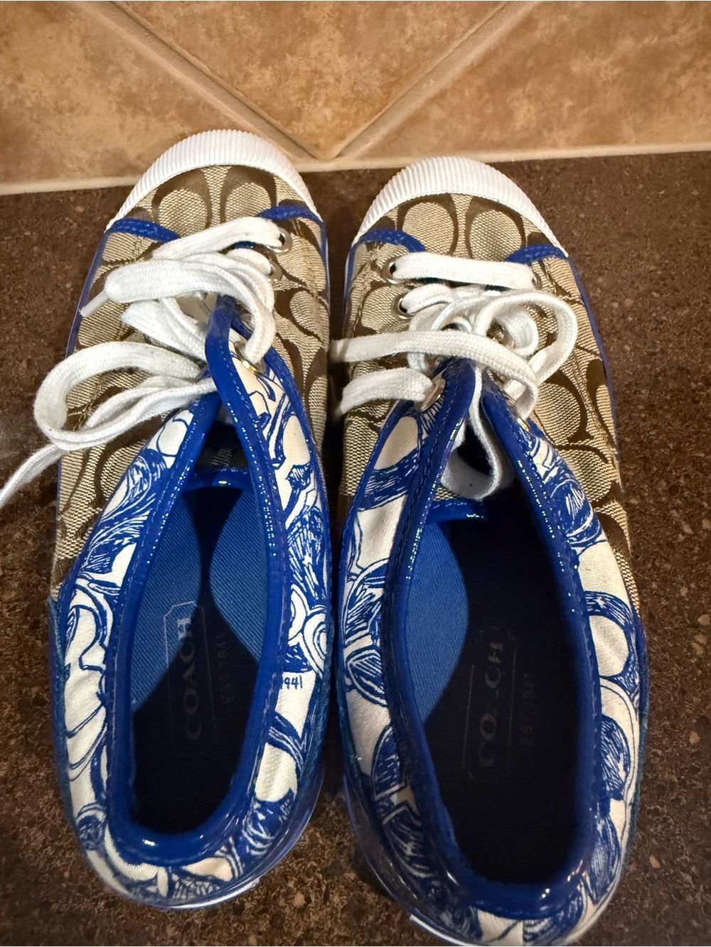 Coach Signature C Blue White Low Top Sneakers Women’s Size 6 - Picture 3 of 6